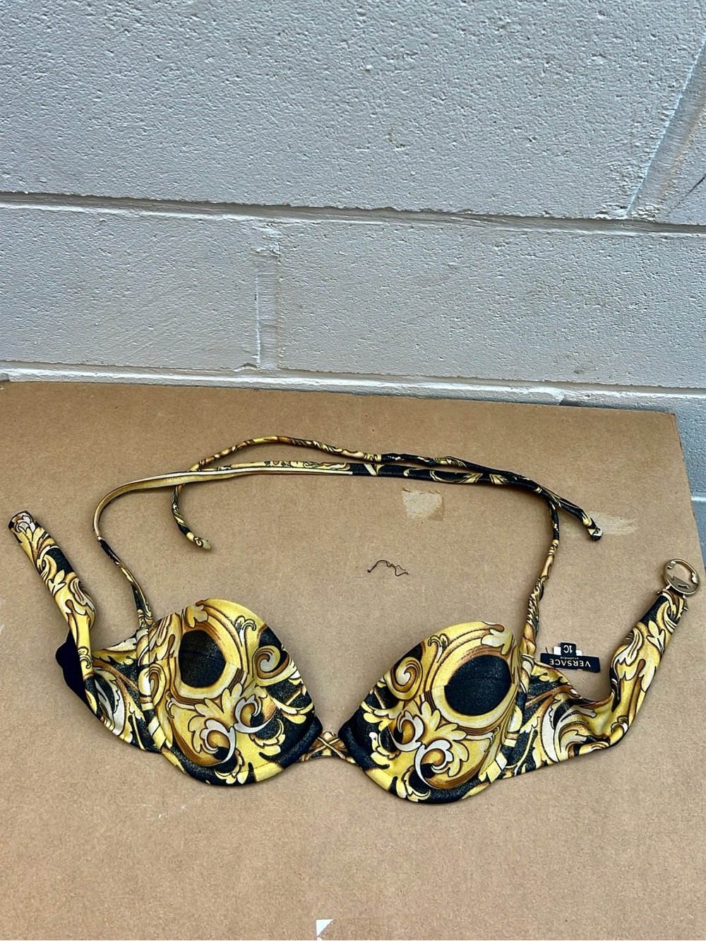Versace Barocco Print Bralette/ Bikini Top (clasp requires repair) Size 32 C